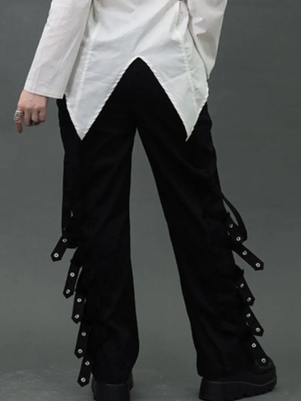 NEW ACDC RAG Punk Revival Multi Side Belt Pants